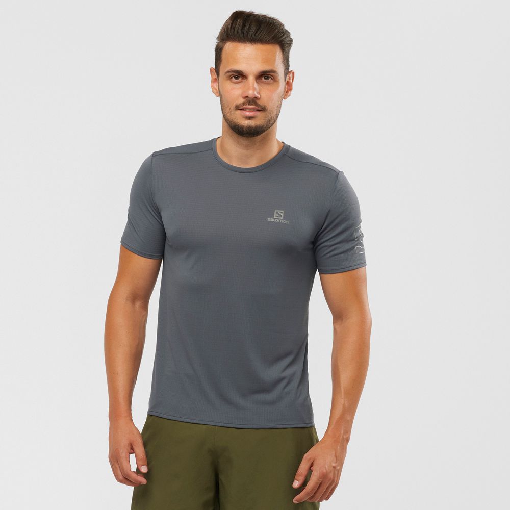 SALOMON XA TRAIL Philippines - Men's Tee Shirt - Dark Gery | 938421-QOB